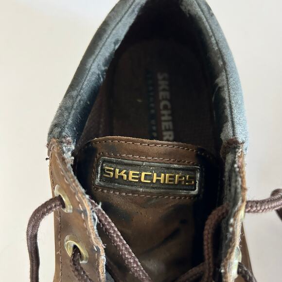 Skechers Vtg Mens Size 13 Brown Leather Chunky Oxford Shoes Lug Sole Y2K Grunge